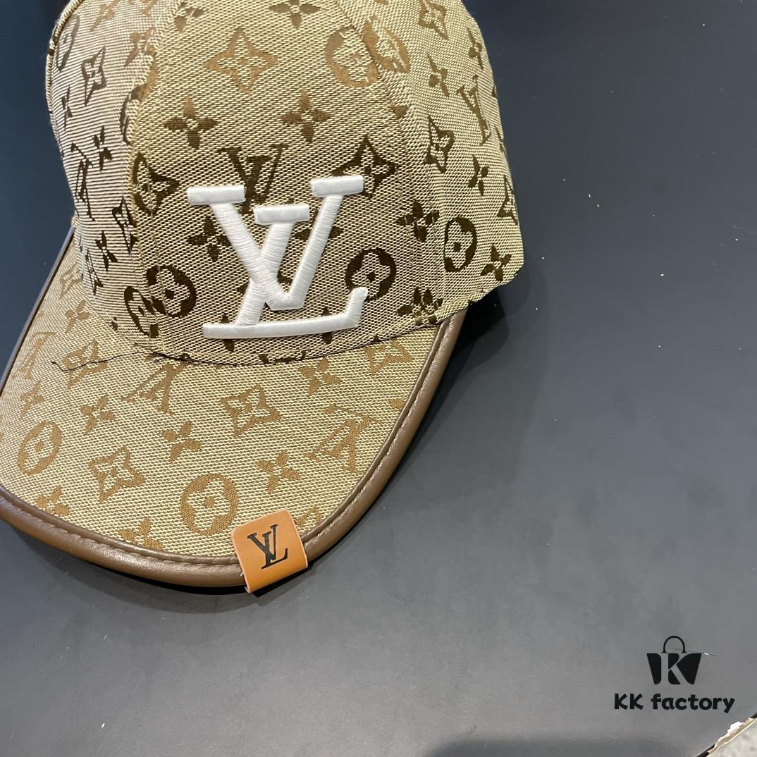 LV (Louis Vuitton) New Original Single Baseball Cap, Monogram Patchwork, 1:1 Mold Customized, Authentic Canvas Fabric with Store-grade Monogram Leather, Heavy Embroidery, Exquisite Craftsmanship