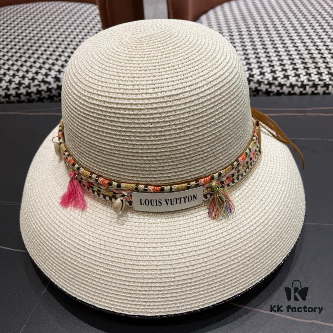 LV Louis Vuitton 2024 New Sun Protection Straw Hat 😍 Beach Style, Simple and Elegant, Trendy Silhouette, Must-Have for Outings