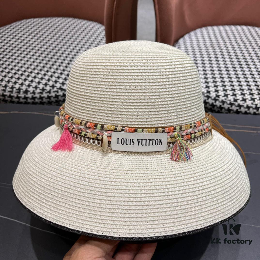 LV Louis Vuitton 2024 New Sun Protection Straw Hat 😍 Beach Style, Simple and Elegant, Trendy Silhouette, Must-Have for Outings