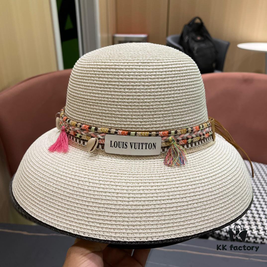 LV Louis Vuitton 2024 New Sun Protection Straw Hat 😍 Beach Style, Simple and Elegant, Trendy Silhouette, Must-Have for Outings