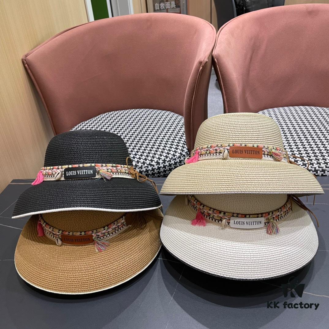 LV Louis Vuitton 2024 New Sun Straw Hat 😍 Beach Style, Simple and Elegant Design, Stylish New Silhouette, Must-Have for Outings
