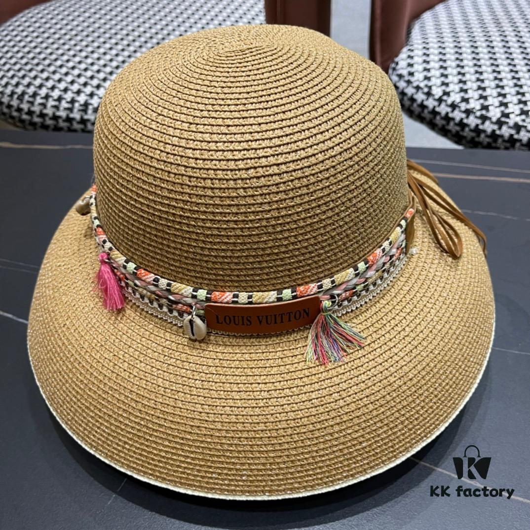 LV Louis Vuitton 2024 New Sun Straw Hat 😍 Beach Style, Simple and Elegant Design, Stylish New Silhouette, Must-Have for Outings