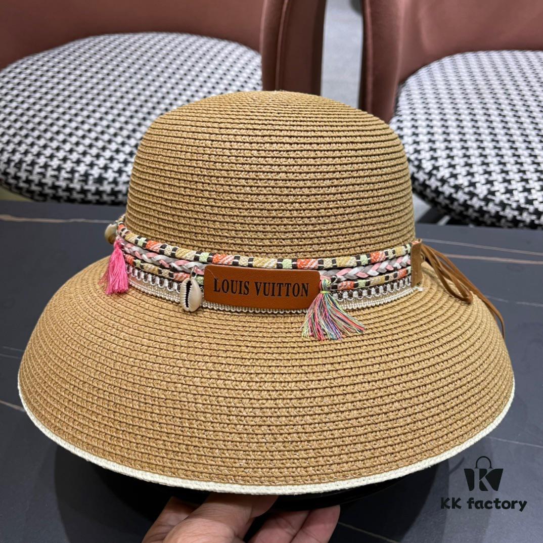 LV Louis Vuitton 2024 New Sun Straw Hat 😍 Beach Style, Simple and Elegant Design, Stylish New Silhouette, Must-Have for Outings