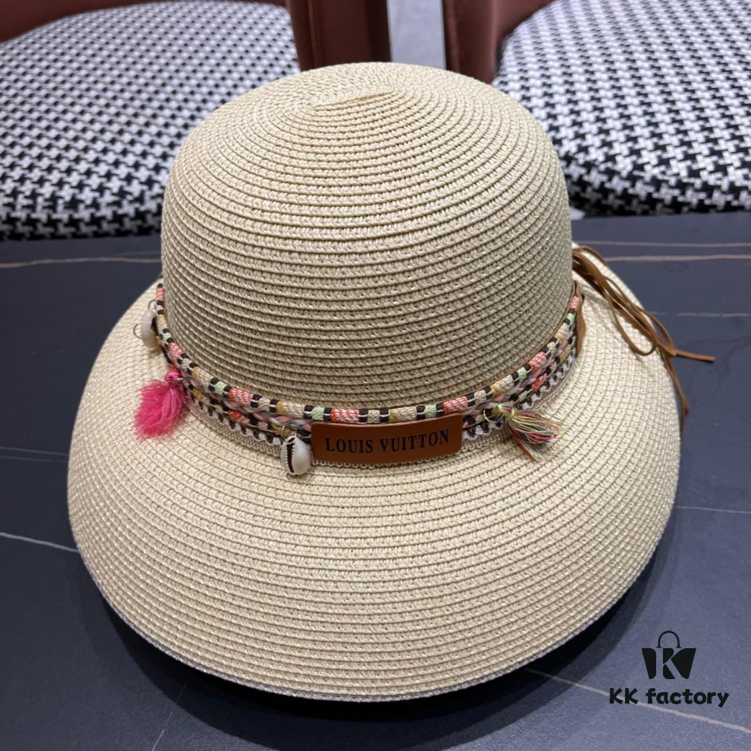 LV Louis Vuitton 2024 New Sun Protection Straw Hat 😍 Beach Style, Simple and Elegant, Trendy Silhouette, Must-Have for Outings