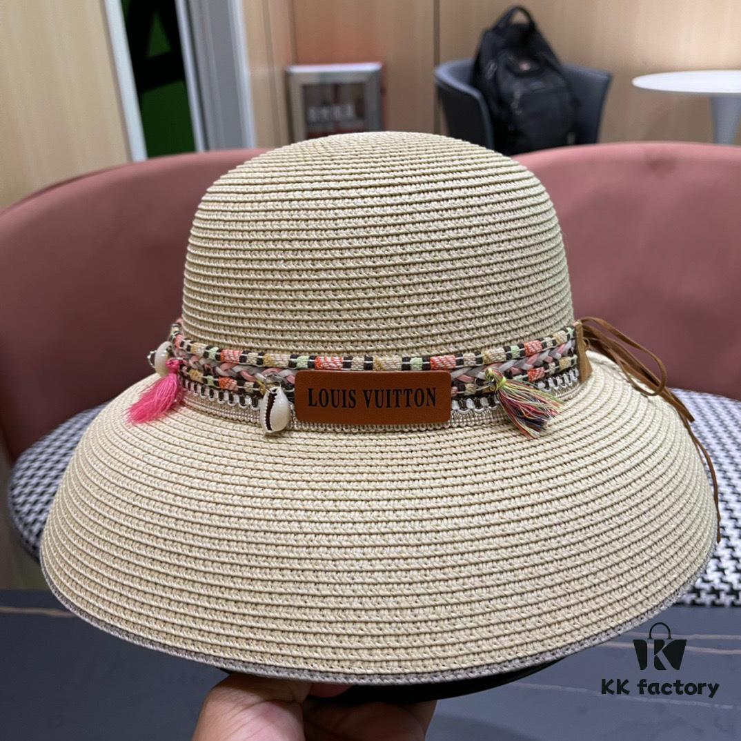 LV Louis Vuitton 2024 New Sun Protection Straw Hat 😍 Beach Style, Simple and Elegant, Trendy Silhouette, Must-Have for Outings