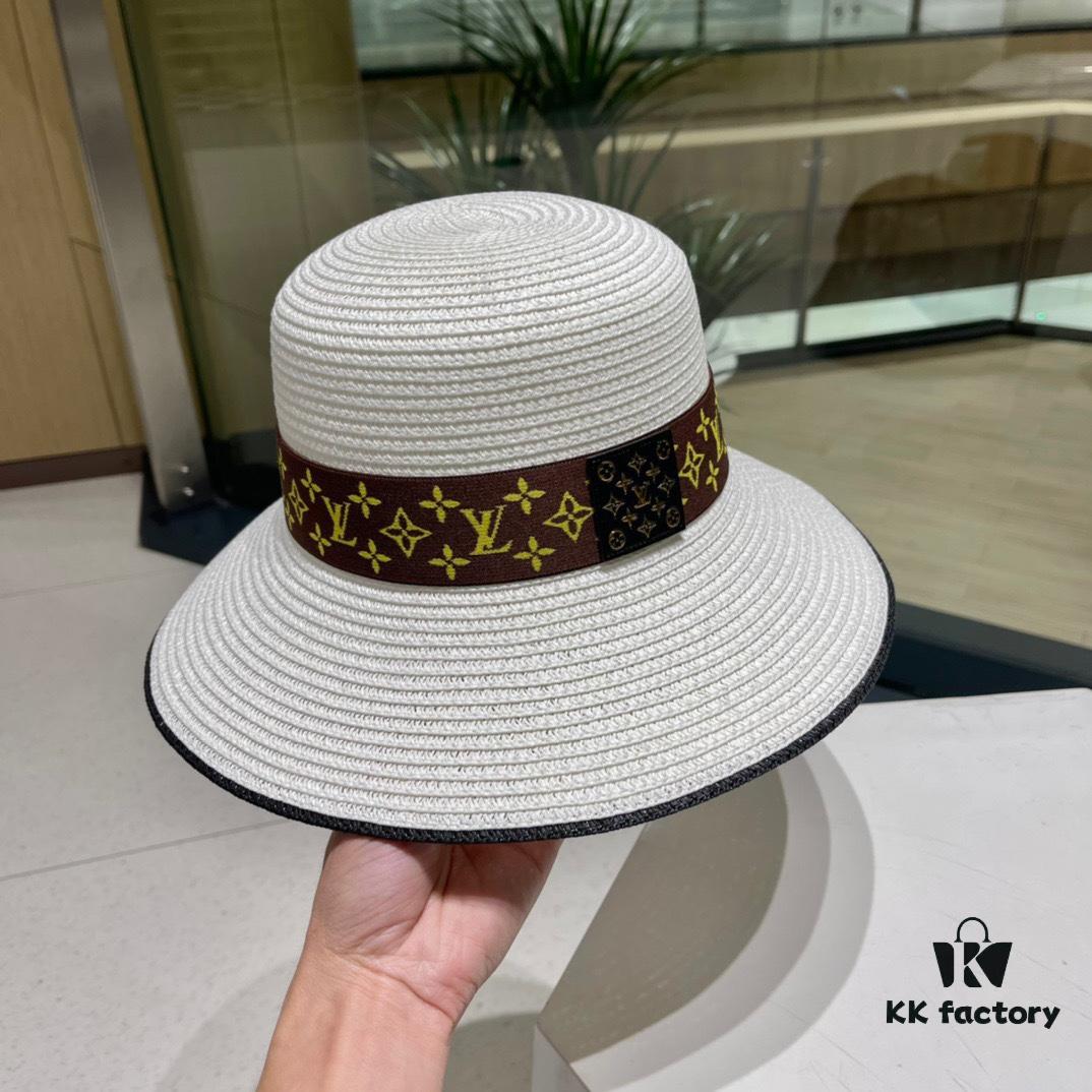 2023 New LV Woven Classic Popular Bucket Hat, Straw Hat, Dress Hat – Simple and Elegant, Versatile Accessory