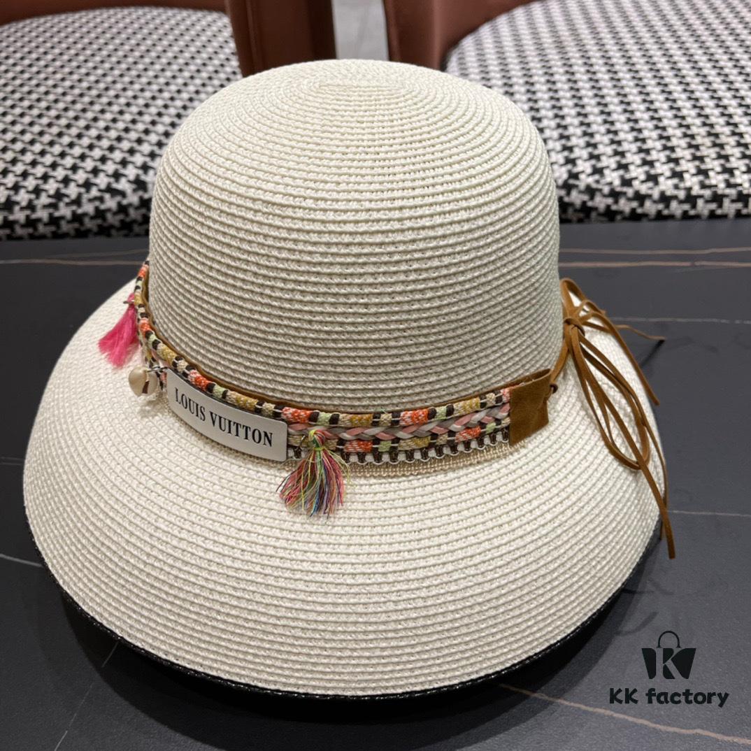 LV Louis Vuitton 2024 New Sun Protection Straw Hat 😍 Beach Style, Simple and Elegant, Trendy Silhouette, Must-Have for Outings