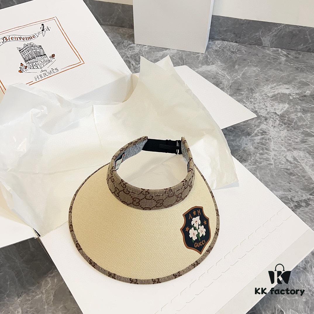 GUCCI Summer 2024 New Arrival Exclusive Patchwork Sun Hat with Open Top, Unisex Casual Streetwear Cap
