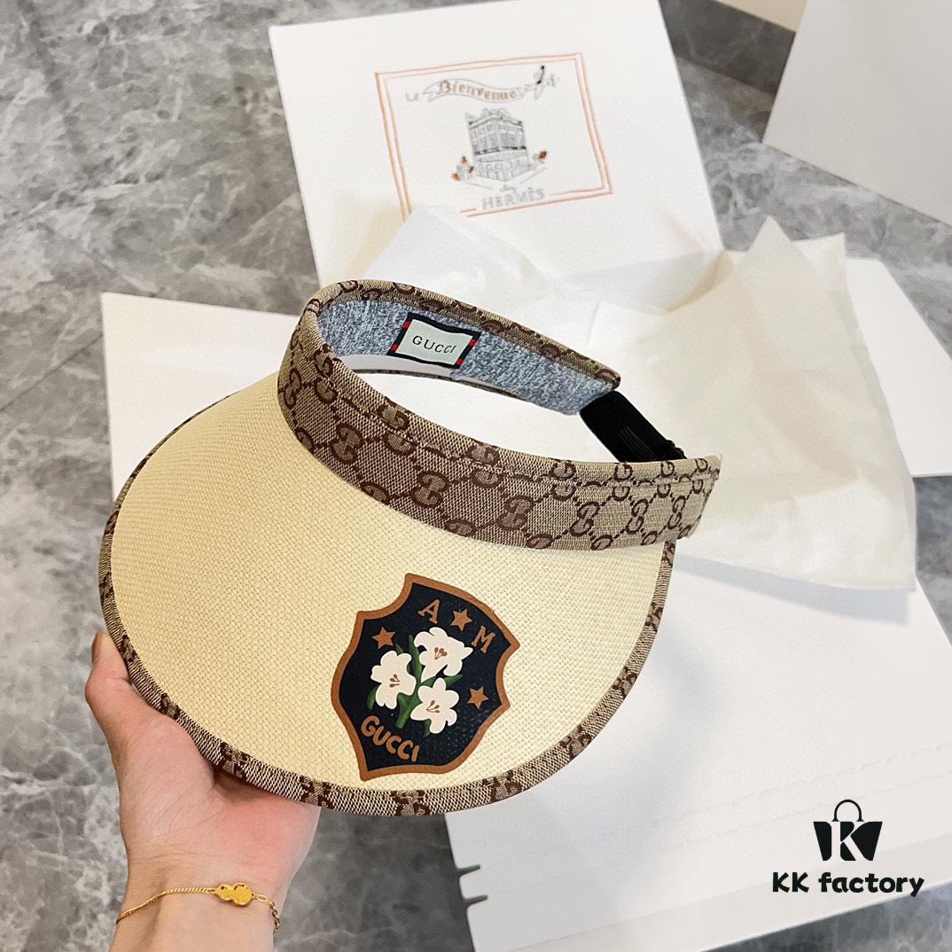 GUCCI Summer 2024 New Arrival Exclusive Patchwork Sun Hat with Open Top, Unisex Casual Streetwear Cap