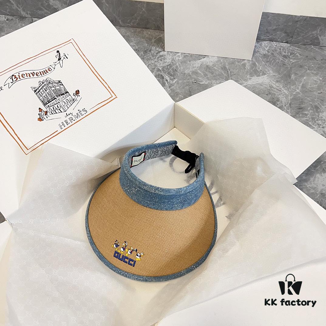 GUCCI Xiangqi 2024 Summer New Arrivals Patchwork Rhinestone Sun Hat with Open Crown