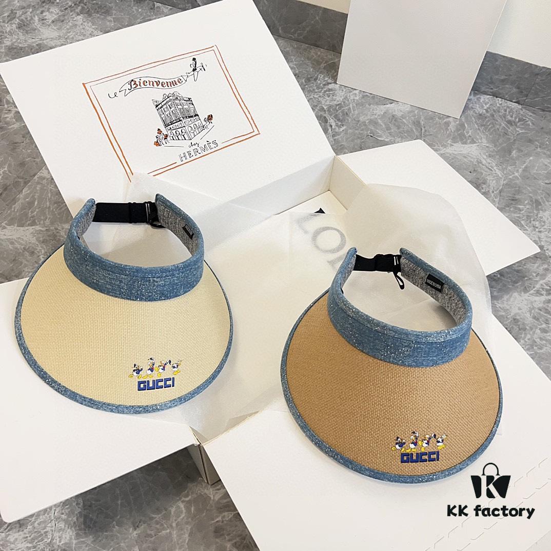 GUCCI Xiangqi 2024 Summer New Arrivals Patchwork Rhinestone Sun Hat with Open Crown