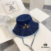Gucci 2024 Spring New Arrival Denim Fisherman Hat, Unisex Fashion Style with Chinese Dragon Year Design Element