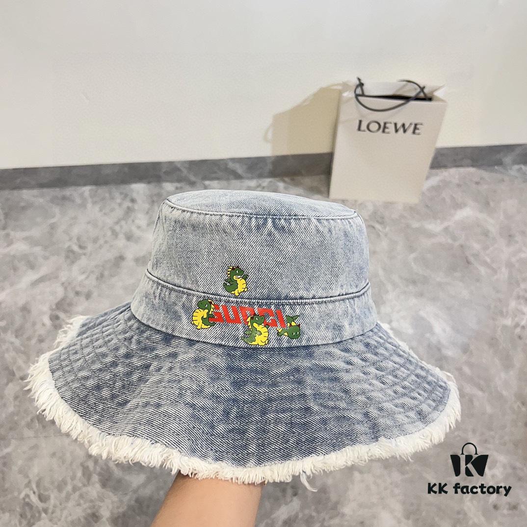 Gucci 2024 Spring New Arrival Denim Fisherman Hat, Unisex Fashion Style