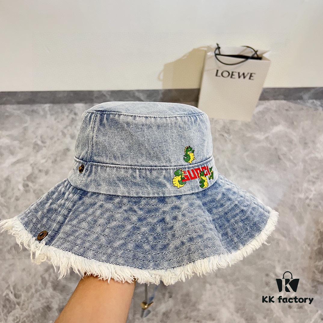Gucci 2024 Spring New Arrival Denim Fisherman Hat, Unisex Fashion Style