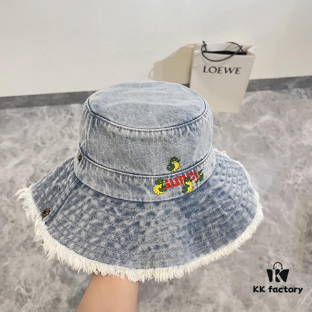 Gucci 2024 Spring New Arrival Denim Fisherman Hat, Unisex Fashion Style