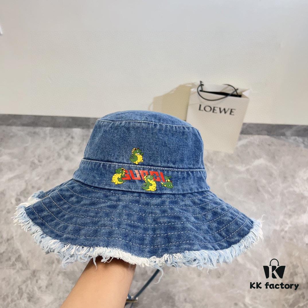 Gucci 2024 Spring New Arrival Denim Fisherman Hat, Unisex Fashion Style