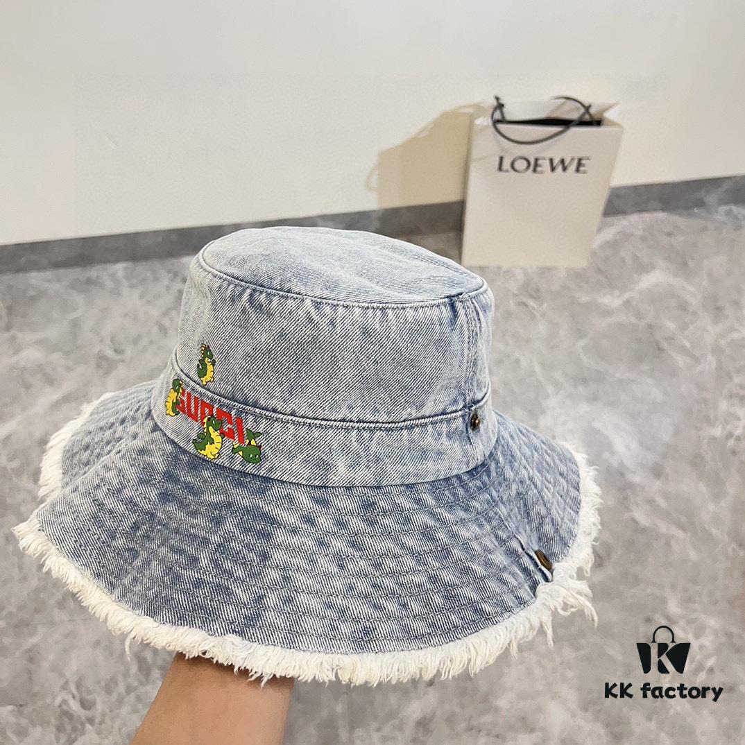 Gucci 2024 Spring New Arrival Denim Fisherman Hat, Unisex Fashion Style