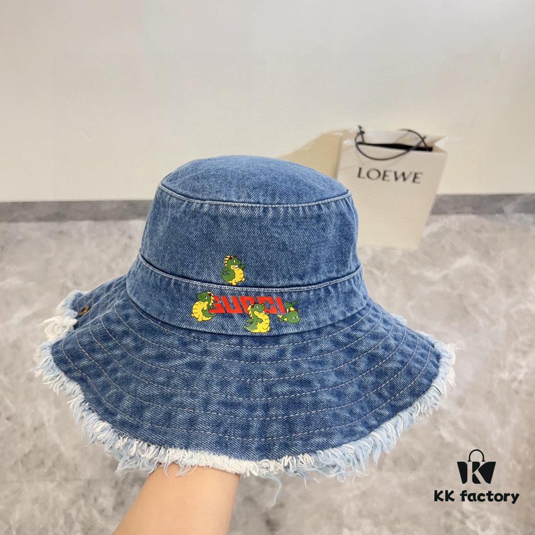 Gucci 2024 Spring New Arrival Denim Fisherman Hat, Unisex Fashion Style