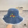 Gucci 2024 Pre-Spring New Denim Fisherman Hat, Unisex Streetwear Style with Zodiac Dragon Year Element