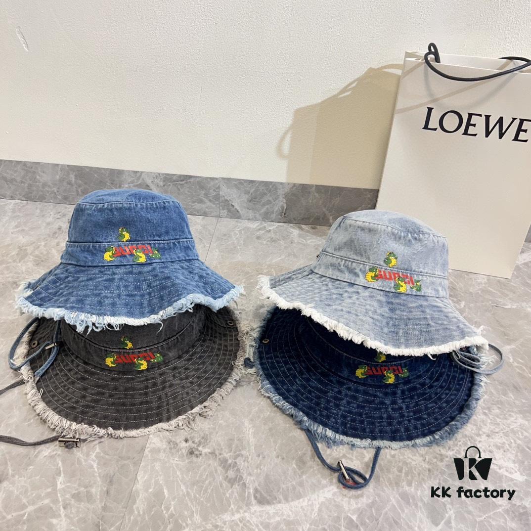 Gucci 2024 Spring New Arrival Denim Fisherman Hat, Unisex Fashion Style