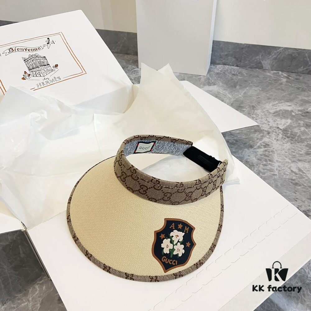 GUCCI Summer 2024 New Arrival Exclusive Patchwork Sun Hat with Open Top – Unisex Casual Streetwear Cap, Fisherman Hat, Baseball Cap, Knit Hat