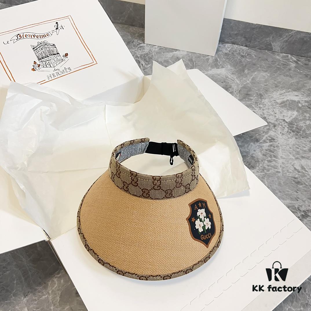 GUCCI x Summer 2024 New Arrival Exclusive Patchwork Sun Hat with Open Top, Unisex Casual Cap