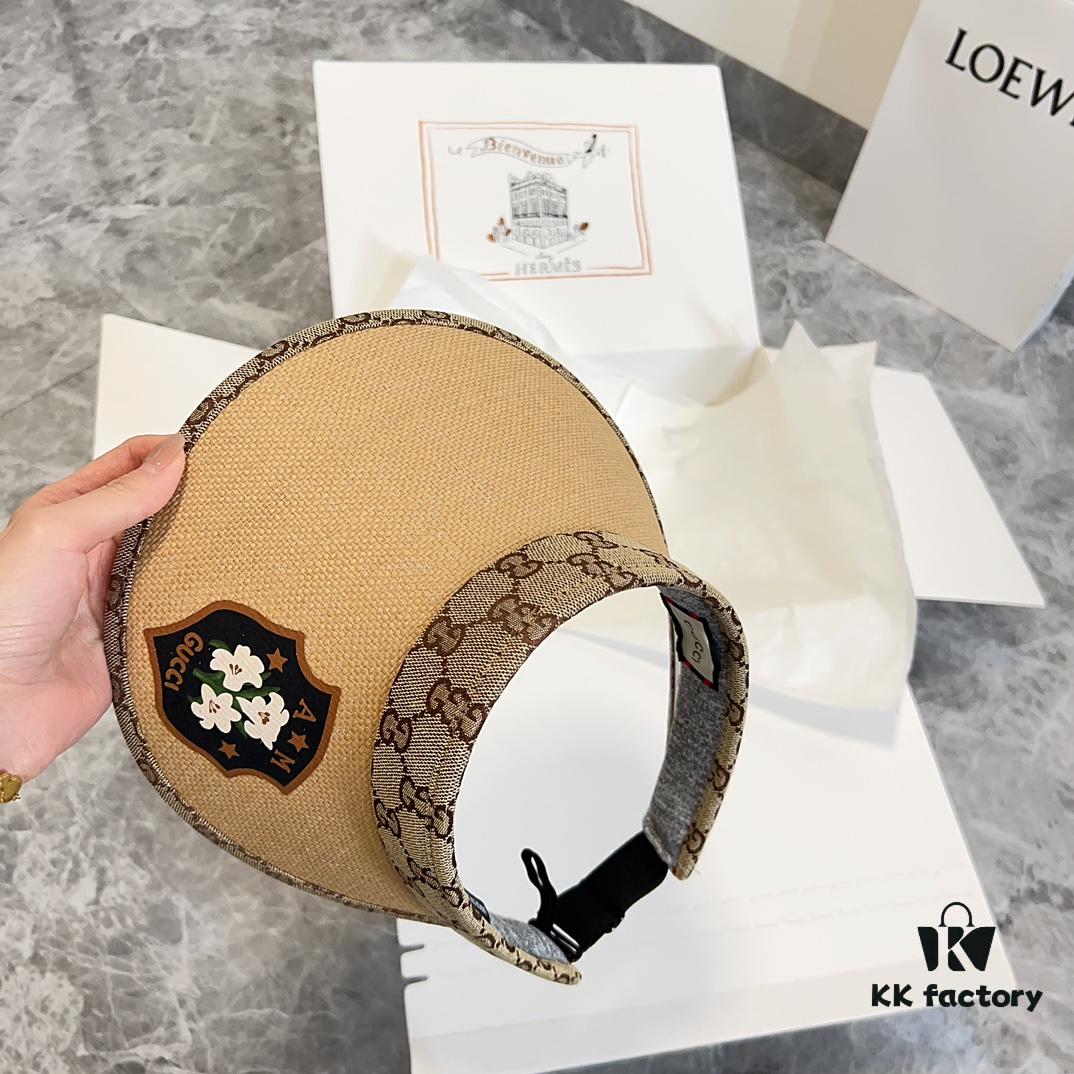 GUCCI x Summer 2024 New Arrival Exclusive Patchwork Sun Hat with Open Top, Unisex Casual Cap