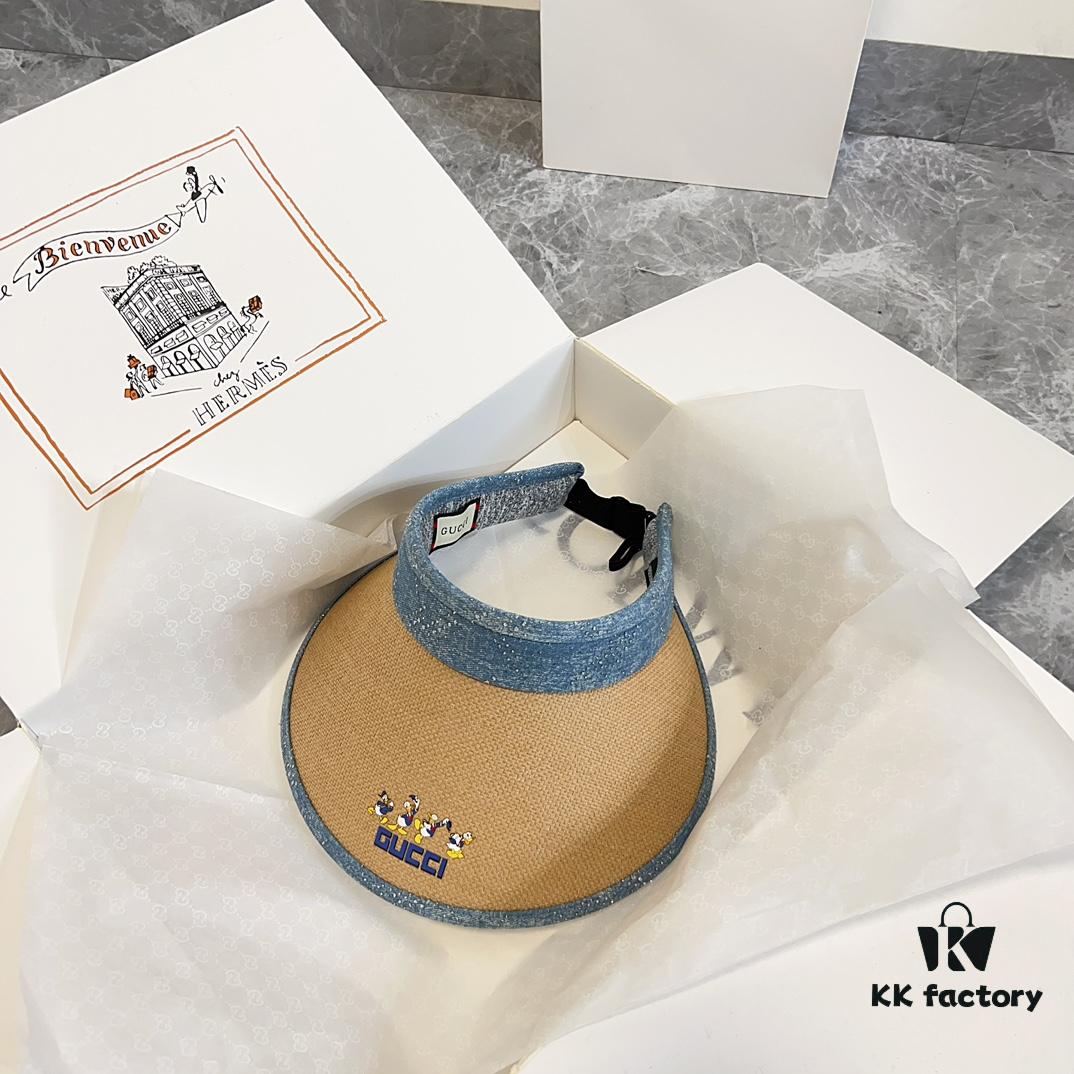 GUCCI Summer 2024 New Arrival Patchwork Rhinestone Sun Hat with Dust Bag