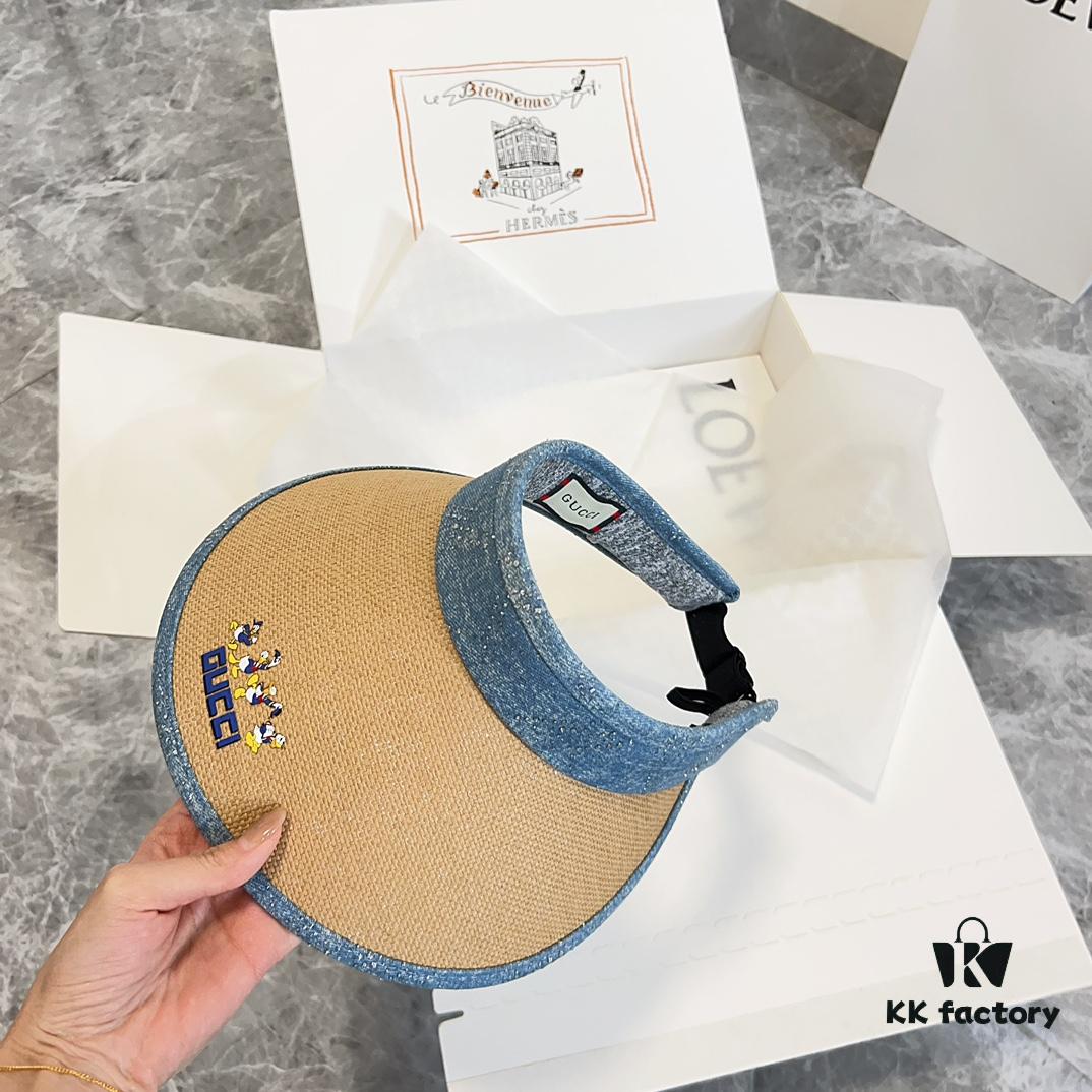 GUCCI Summer 2024 New Arrival Patchwork Rhinestone Sun Hat with Dust Bag