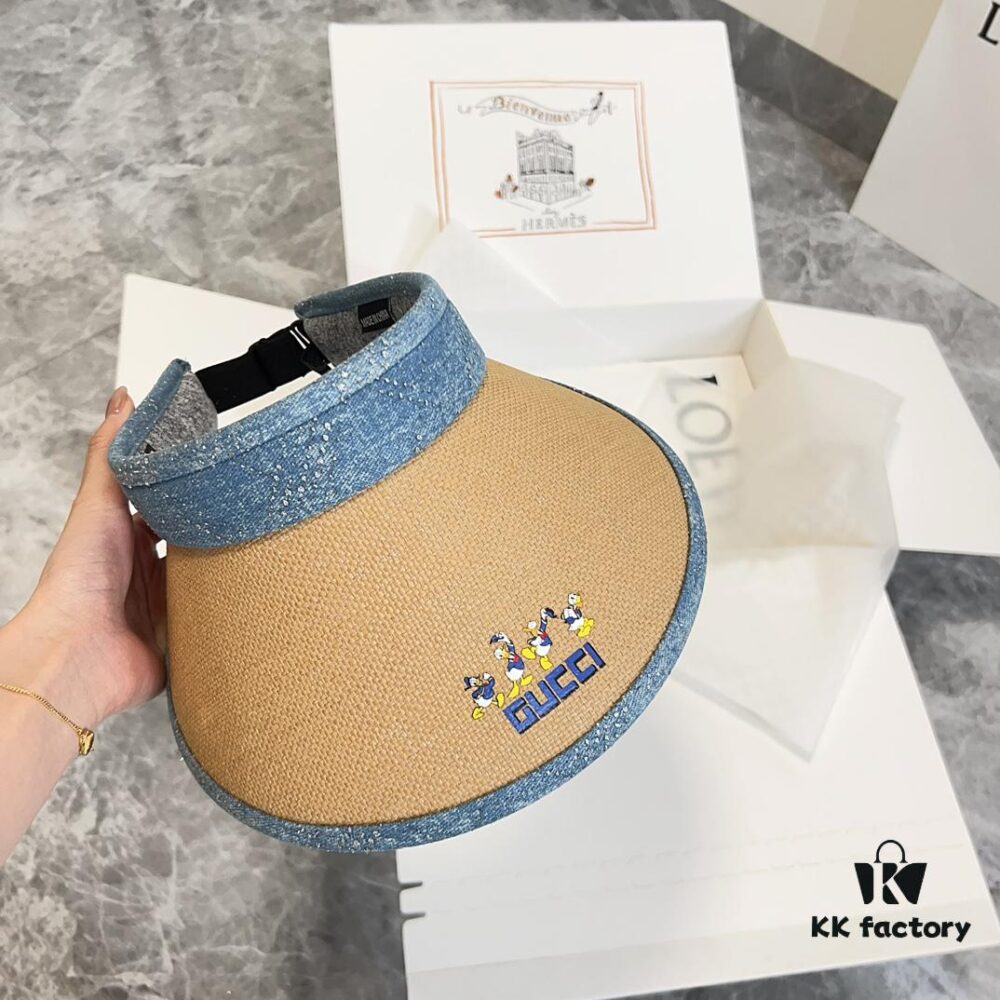 GUCCI Summer 2024 New Arrival Patchwork Rhinestone Sun Hat with Dust Bag