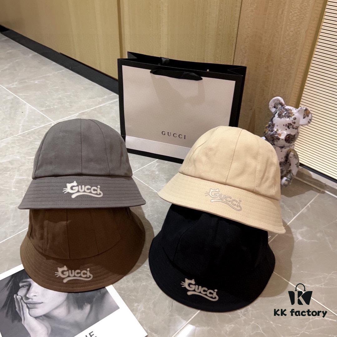 Gucci 2024 New Dome Peppy Bucket Hat Fisherman Hat with Dust Bag Included