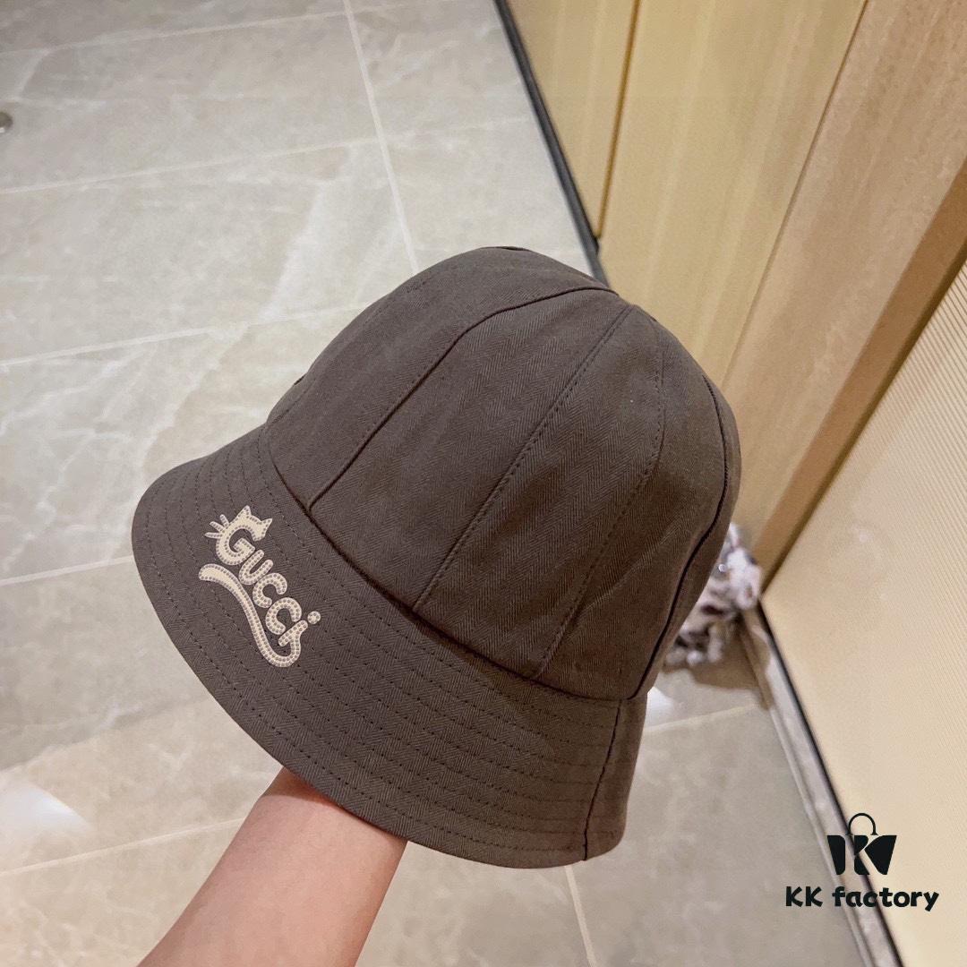 Gucci 2024 New Dome Peppy Bucket Hat Fisherman Hat with Dust Bag Included