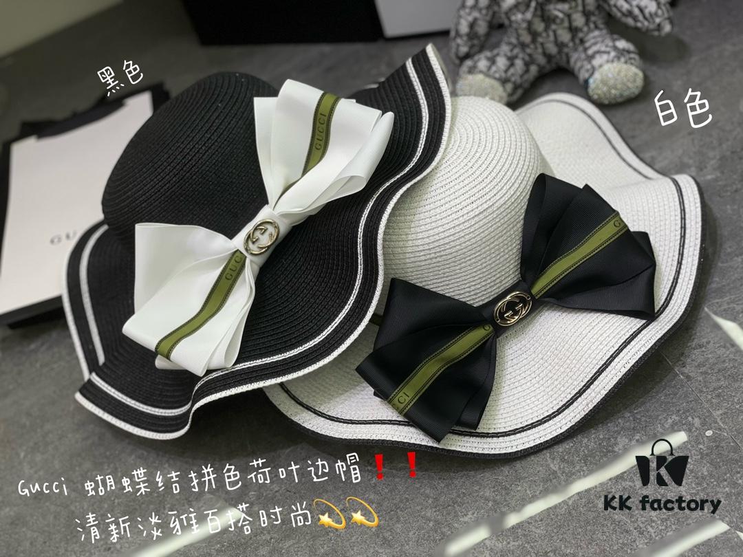 Special Price 💛 With Dust Bag 【Gucci】2024 New Wide-Brimmed Ruffled Bow Straw Hat