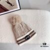 GUCCI 2024 Autumn/Winter New Striped Pom-Pom Knit Hat for Men and Women, Luxury-Style Beanie, Fisherman Hat, Baseball Cap, Knitted Cap with Dust Bag