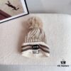 GUCCI 2024 Autumn/Winter New Striped Pom-Pom Knit Hat for Men and Women, Luxury-Style Beanie, Fisherman Hat, Baseball Cap, Knitted Cap with Dust Bag