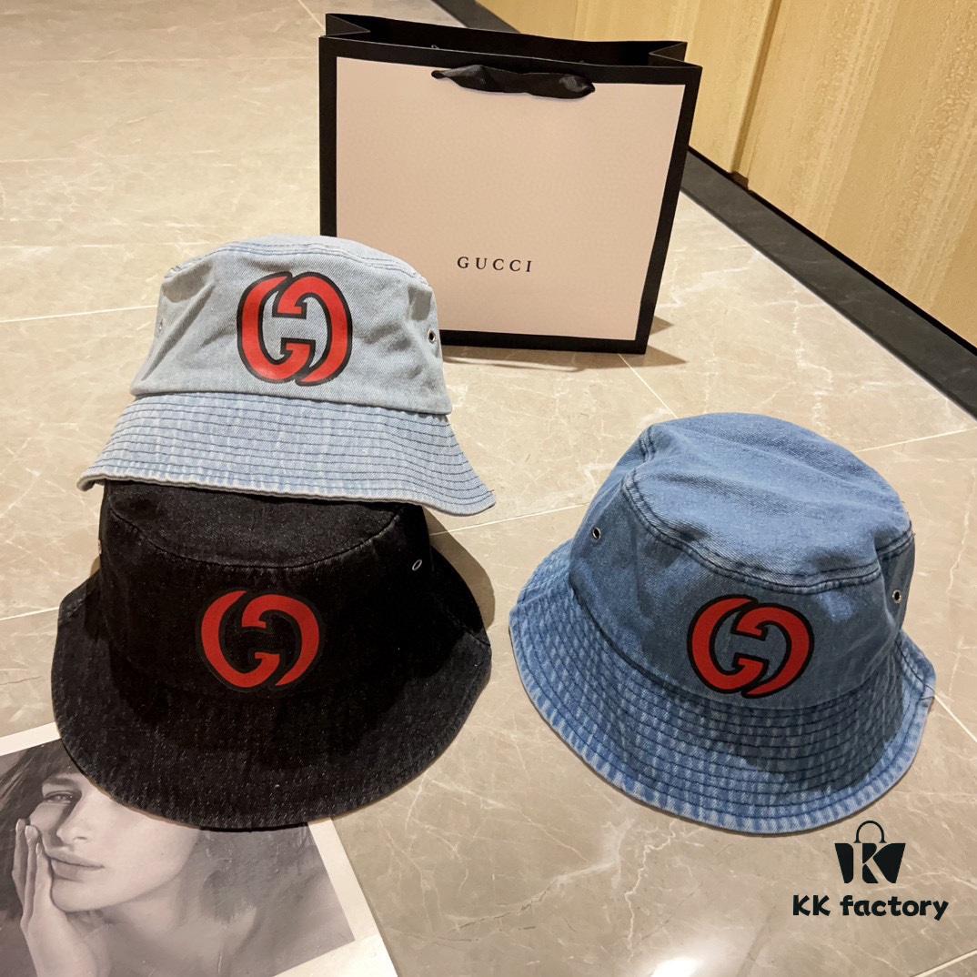 GUCCI x Dust Bag Included 2024 New Vintage Denim Unisex Fisherman Hat