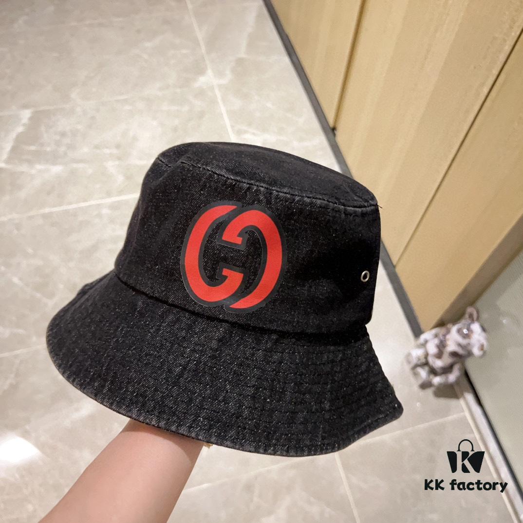 GUCCI 2024 New Denim Distressed Unisex Fisherman Hat with Dust Bag