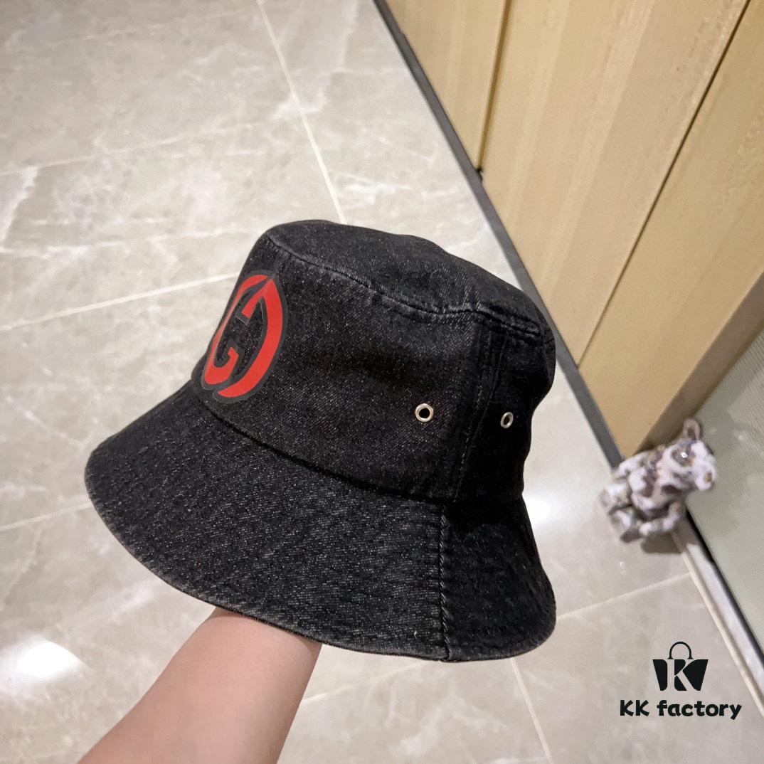 GUCCI 2024 New Denim Distressed Unisex Fisherman Hat with Dust Bag