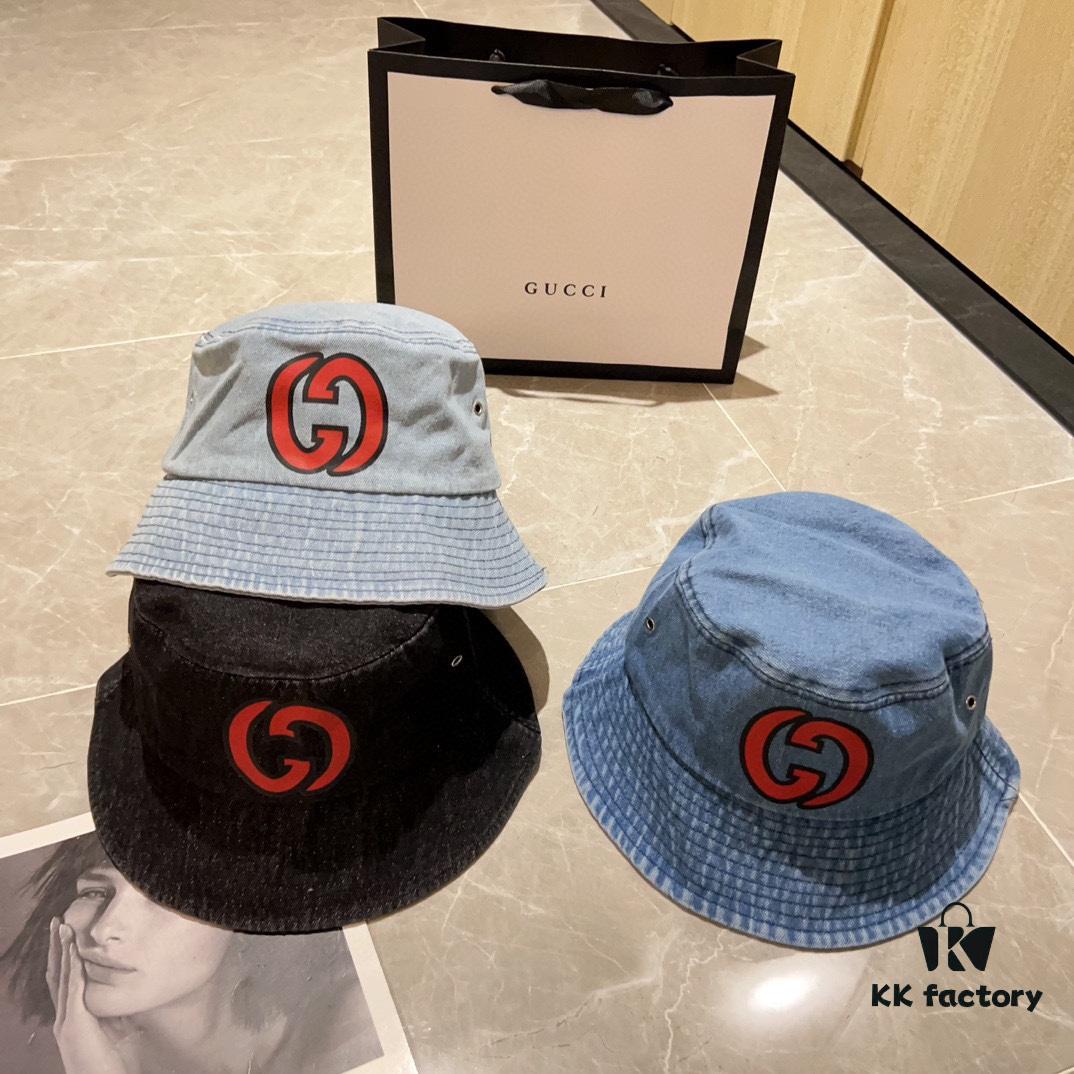 GUCCI Unisex Denim Bucket Hat 2024 New Arrival with Dust Bag