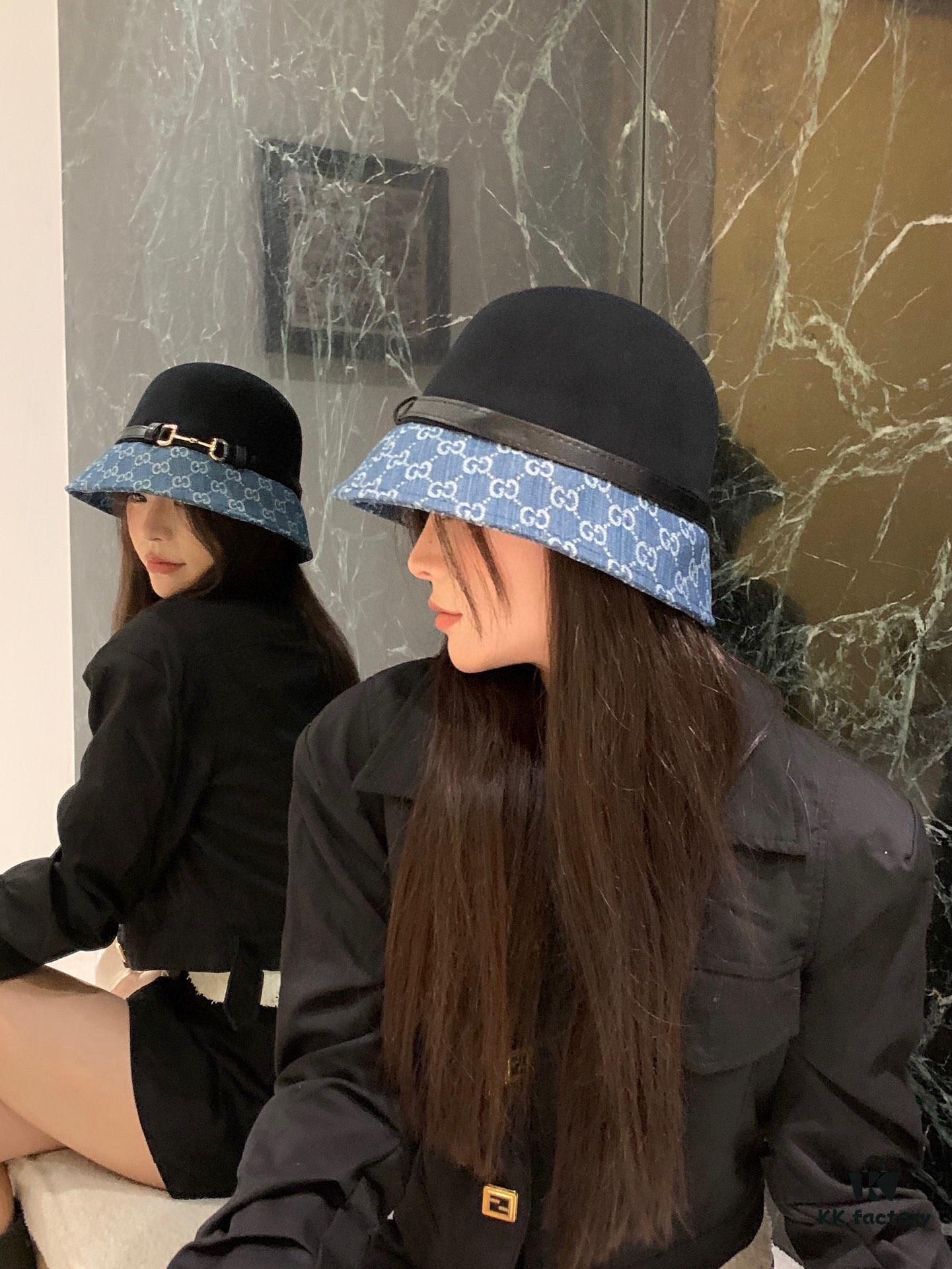 Gucci 2023 Fall/Winter New Wool Hat, Felt Fedora with Back Slit Design and Premium Leather Band, Custom Luxury Hat, 100% Wool, Head Circumference 57cm