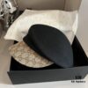Gucci 2022 Fall/Winter New Arrivals Military Cap, High-End Custom Wool Hat with GG Brim Detail, Elegant and Sophisticated, Available in Black and Khaki, Head Circumference 57cm