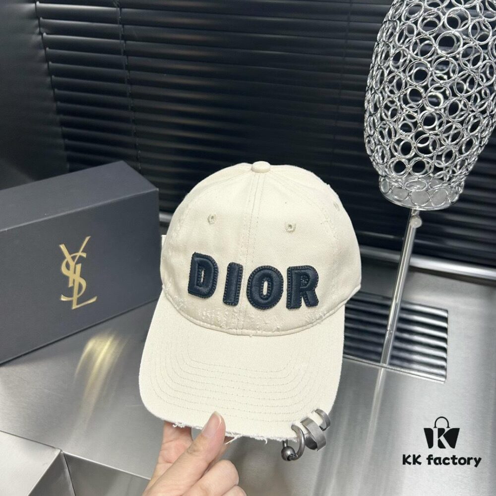 Dior - New Arrival Distressed Washed Cotton Baseball Cap, Stylish and Trendy Unisex Design