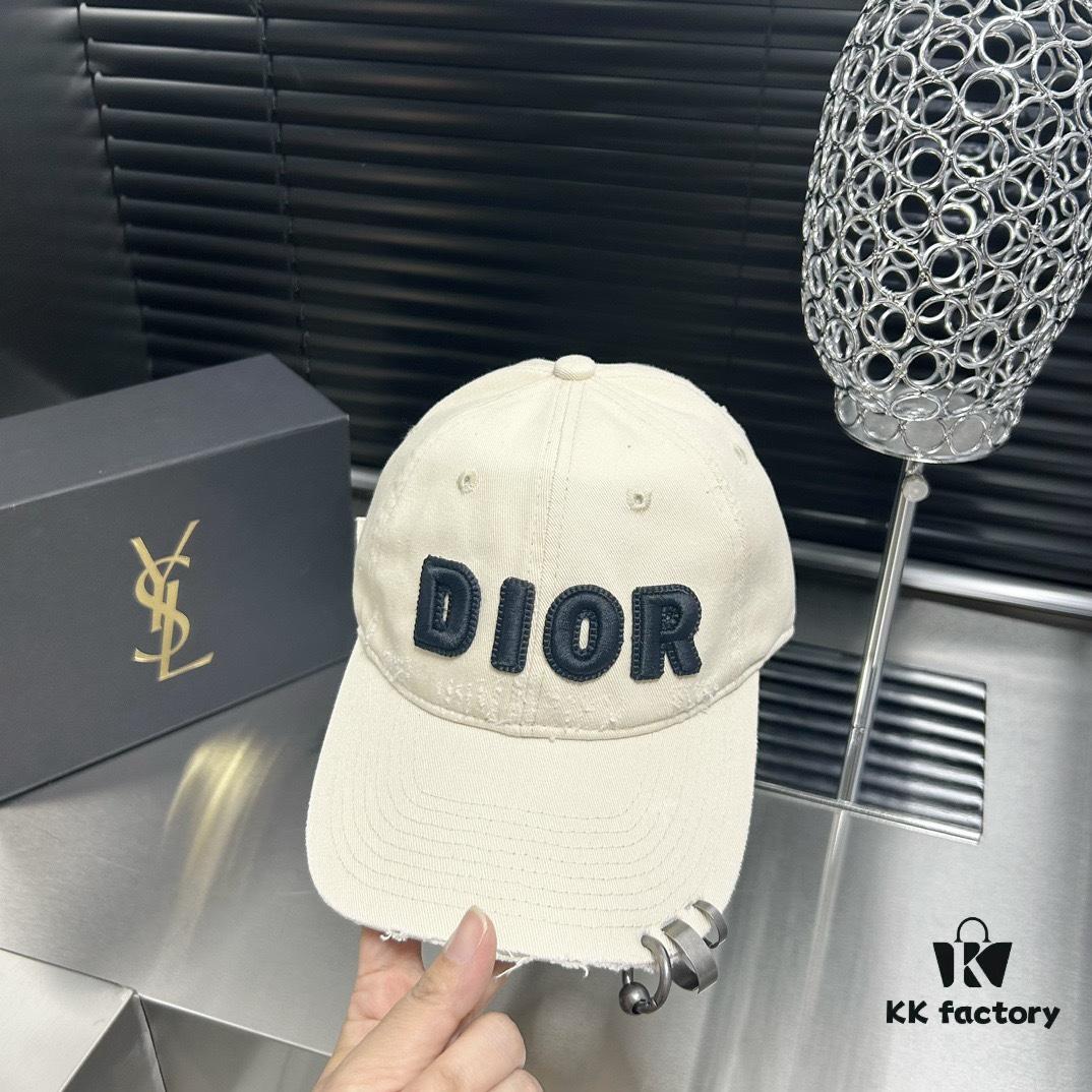 Dior - New Arrival Distressed Washed Cotton Baseball Cap, Stylish and Trendy Unisex Design