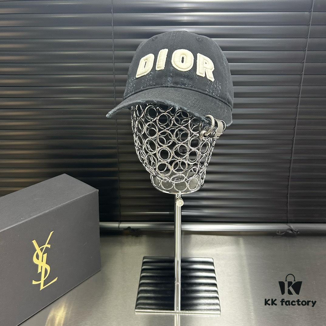 Dior - New Arrival Distressed Washed Cotton Baseball Cap, Stylish and Trendy Unisex Design