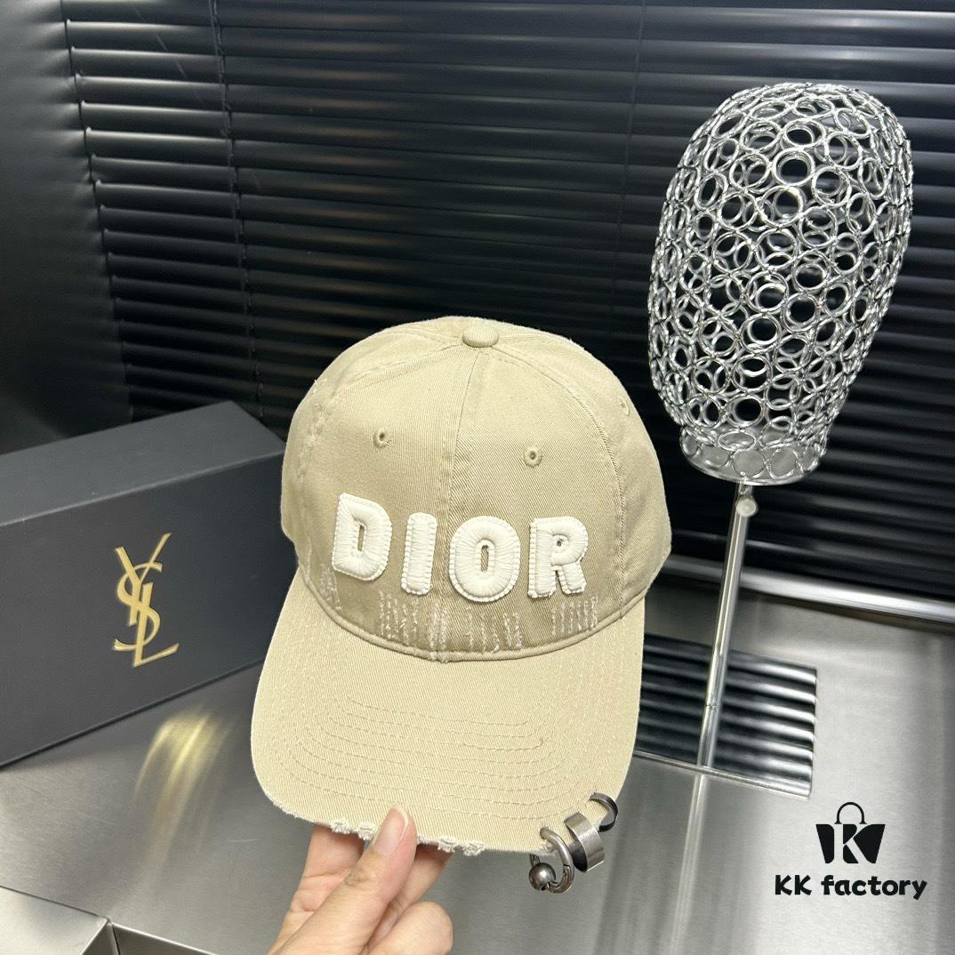 Dior - New Arrival Distressed Washed Cotton Baseball Cap, Stylish and Trendy Unisex Design