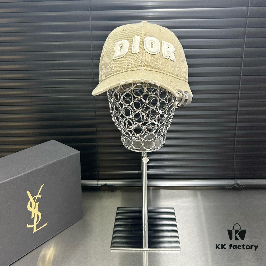 Dior - New Arrival Distressed Washed Cotton Baseball Cap, Stylish and Trendy Unisex Design