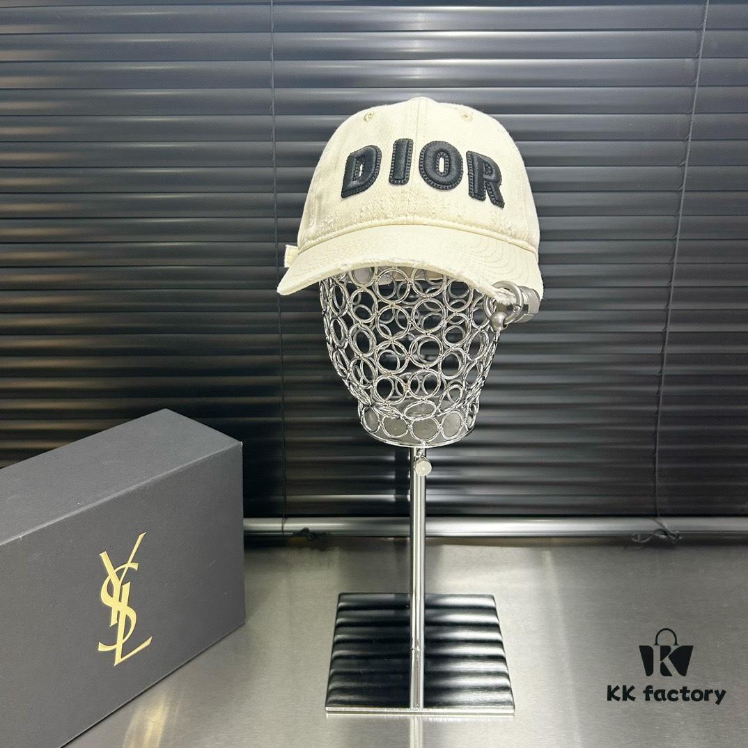 Dior - New Arrival Distressed Washed Cotton Baseball Cap, Stylish and Trendy Unisex Design