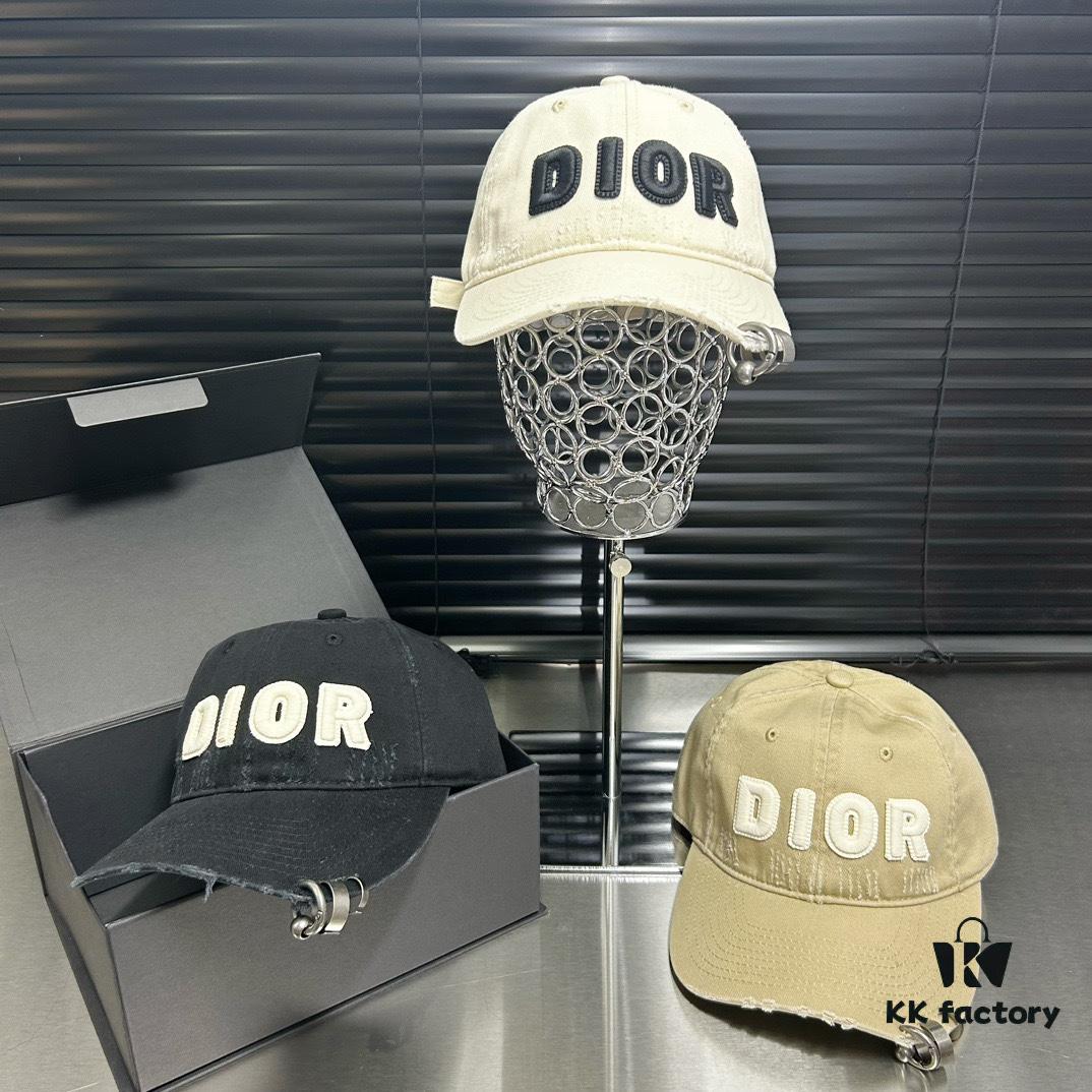 Dior - New Arrival Distressed Washed Cotton Baseball Cap, Stylish and Trendy Unisex Design