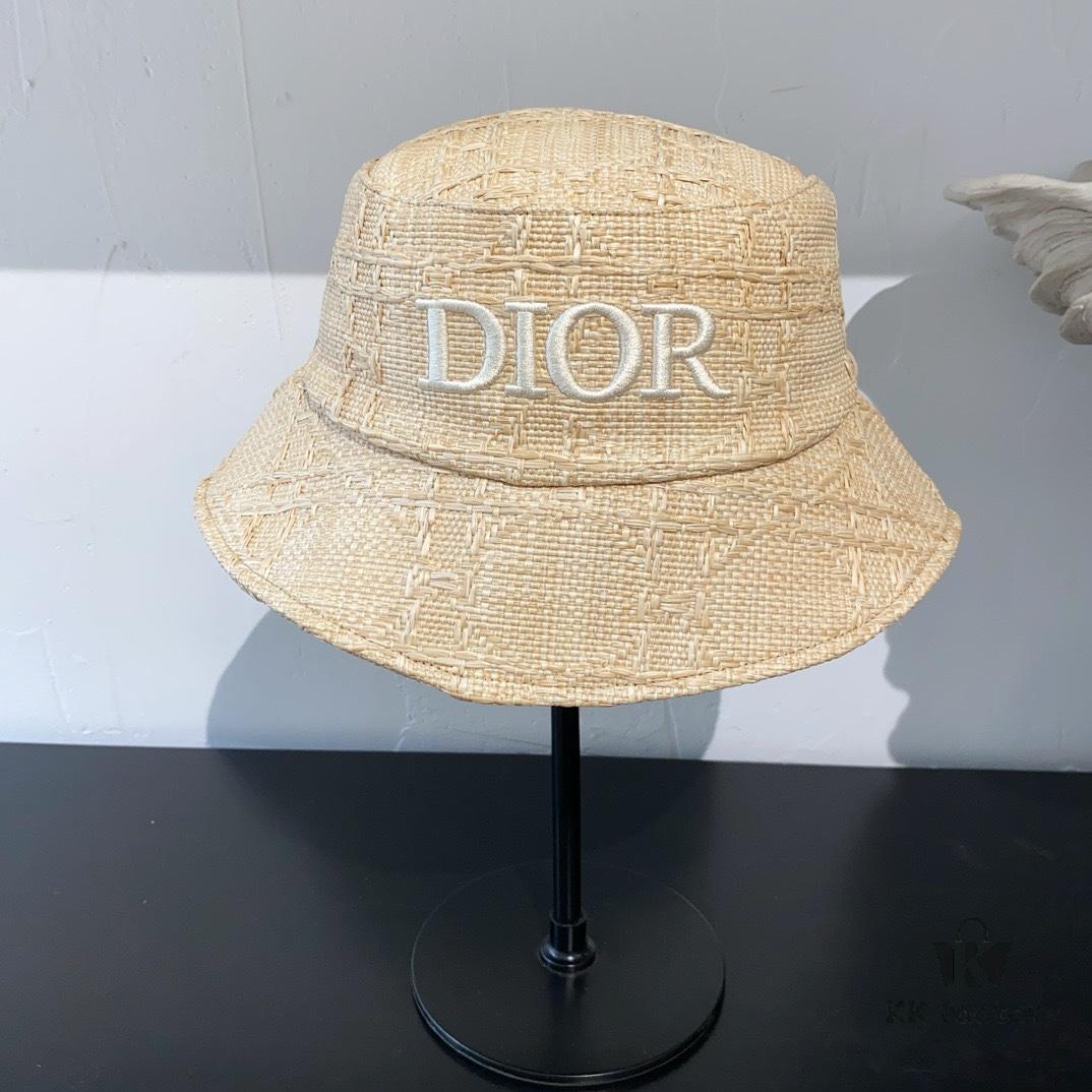 Dior New Embroidered Letter Straw Hat