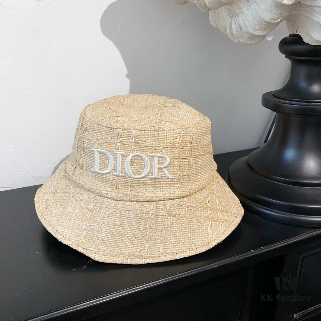 Dior New Embroidered Letter Straw Hat
